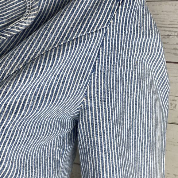 Forever Twentyone Boutique Cropped Jacket Small Blue White Striped Denim Unique - Picture 6 of 12